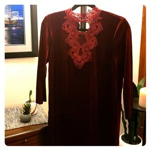 Boutique Velvet Burgendy Dress